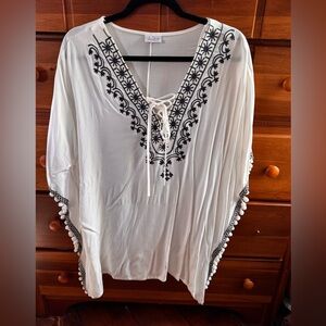 Lulla Collection By Bindya - V Neck w/Lace Up Tunic Coverup